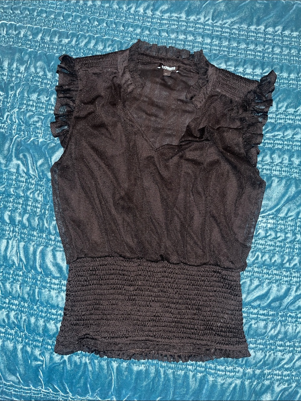 Black mesh polka dot top
